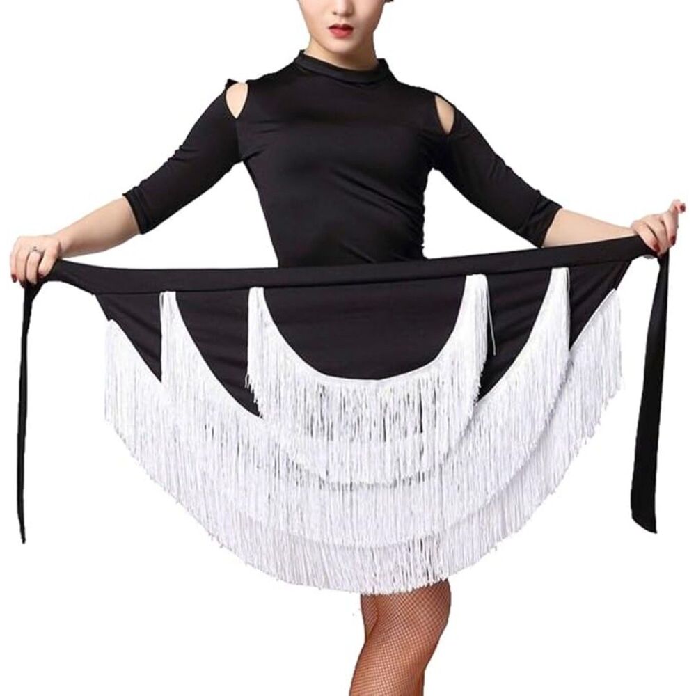 Women’s Latin Ballroom Salsa Tango Tassel Dance Skirt – Wrap Hip Scarf